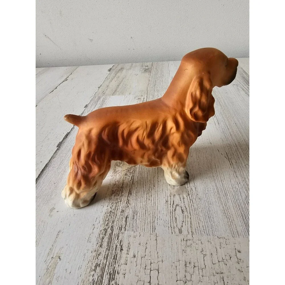Highmount bisque cocker‎ spaniel dog statue porcelain vintage brown puppy decor